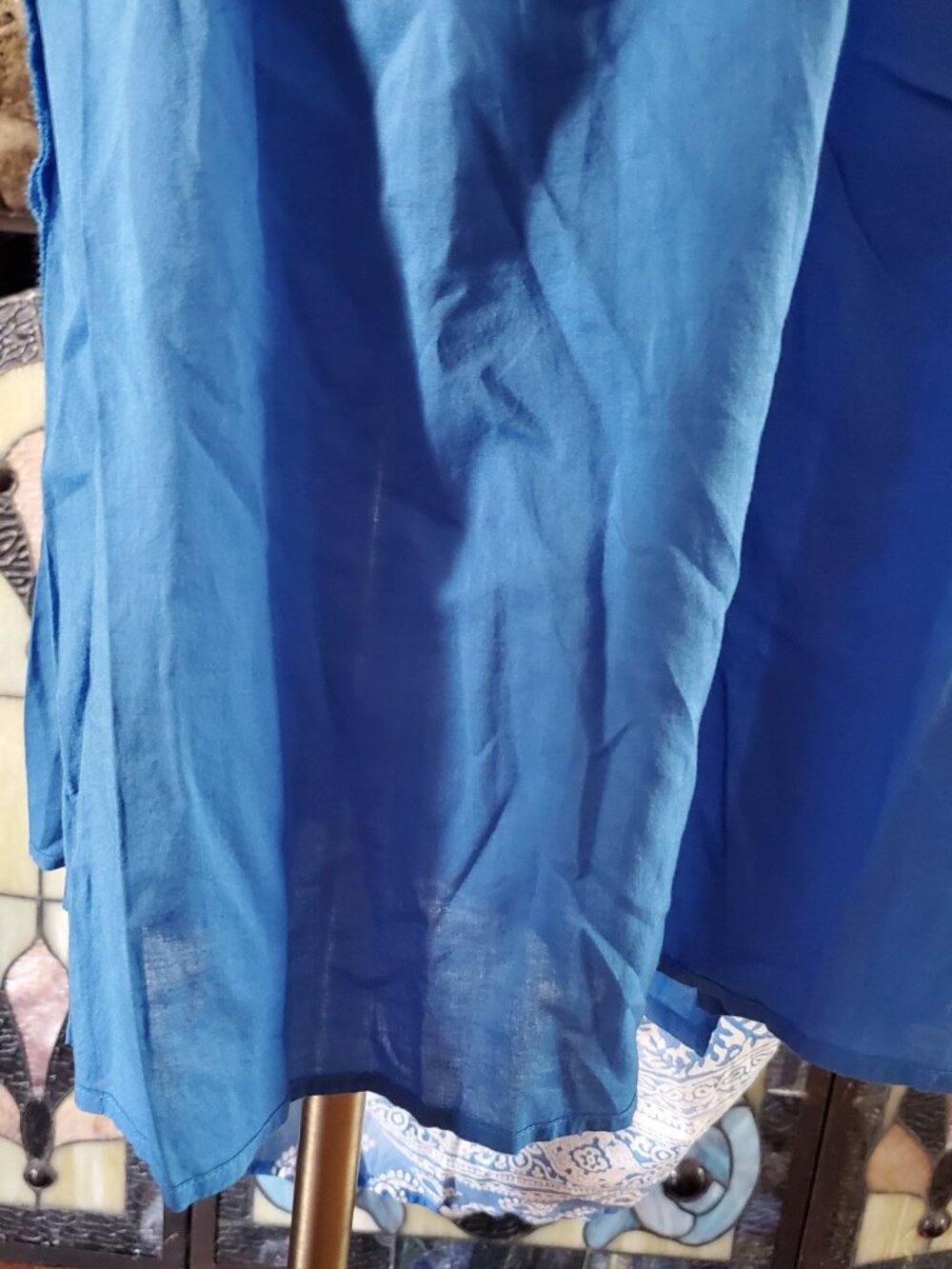 Jones New York Sport Cotton Maxi Skirt Size 8 Blue Paisley Tiered Lagenlook Long - Picture 8 of 10